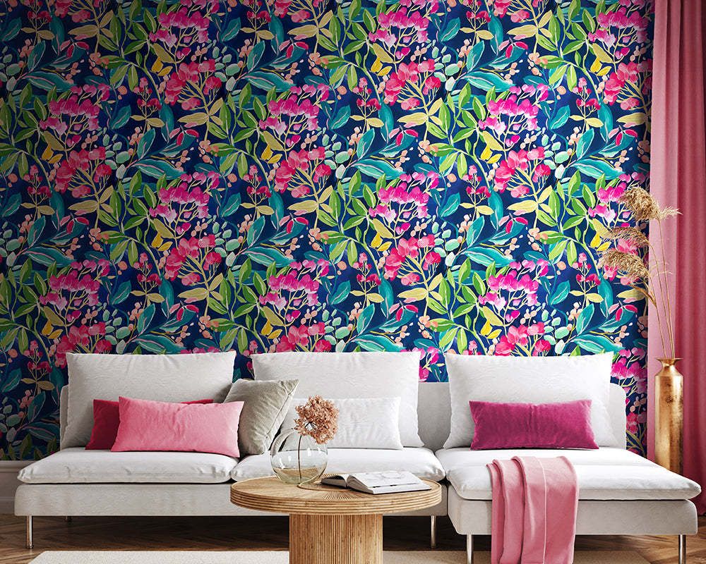 OHPOPSI Florence Wallpaper as a feature wall in a living space