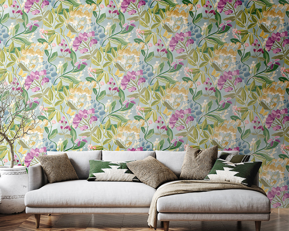 OHPOPSI Florence Wallpaper on a wall in a living room