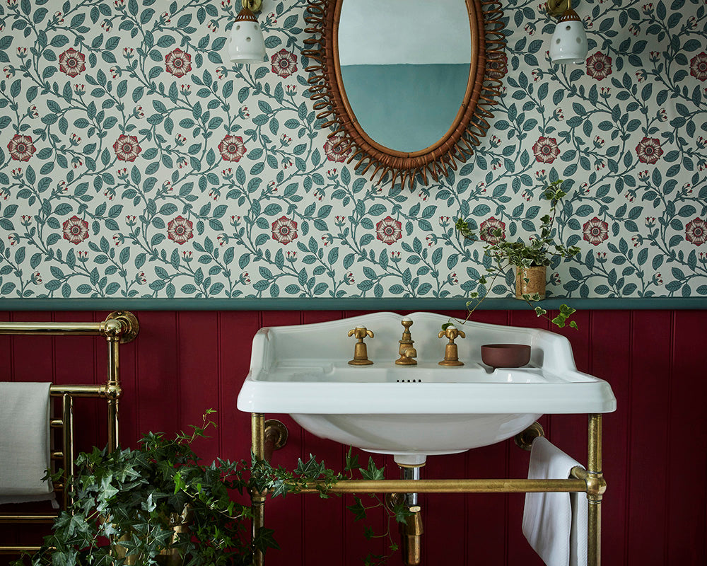 Little Greene Baked Cherry 14 Paint in a bathroom