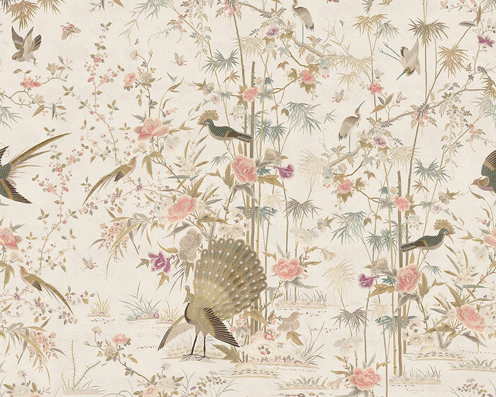 Sandberg Chinoiserie Garden Wallpaper in Eggshell