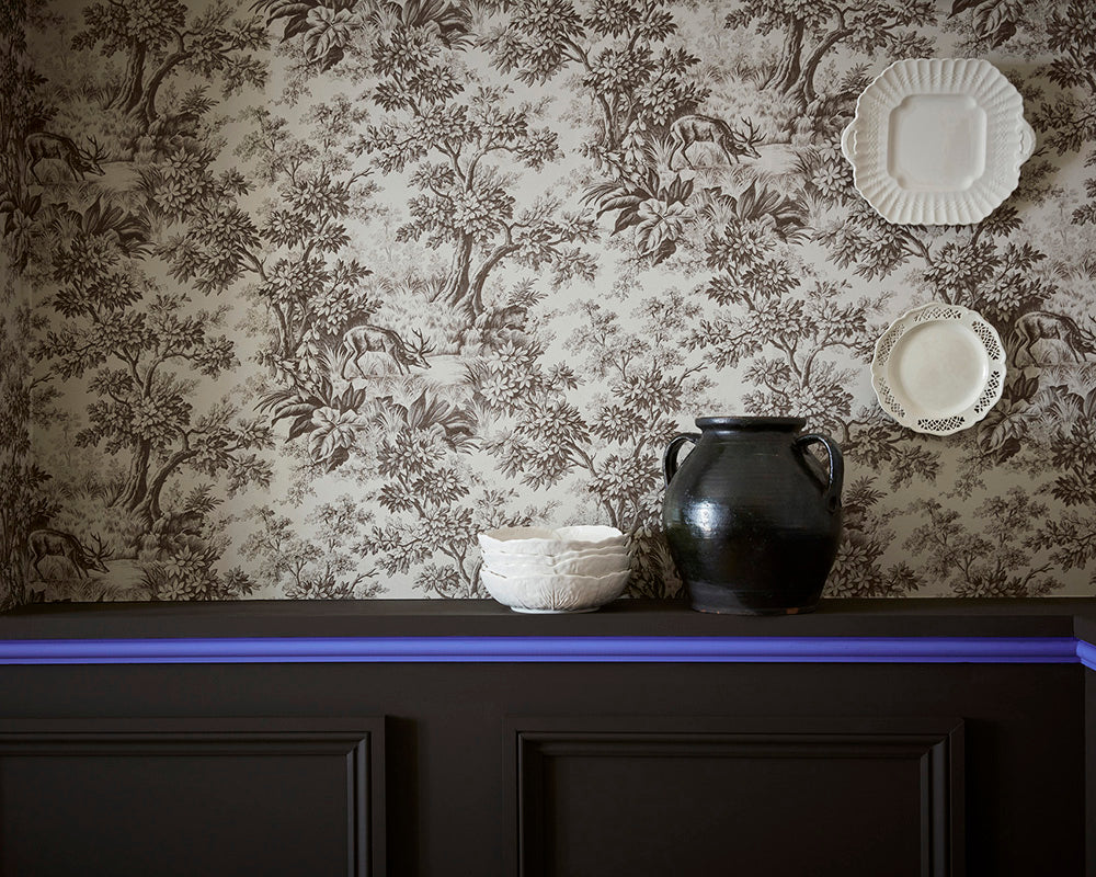 Little Greene Chocolate Colour 124 Paint on panelled walls