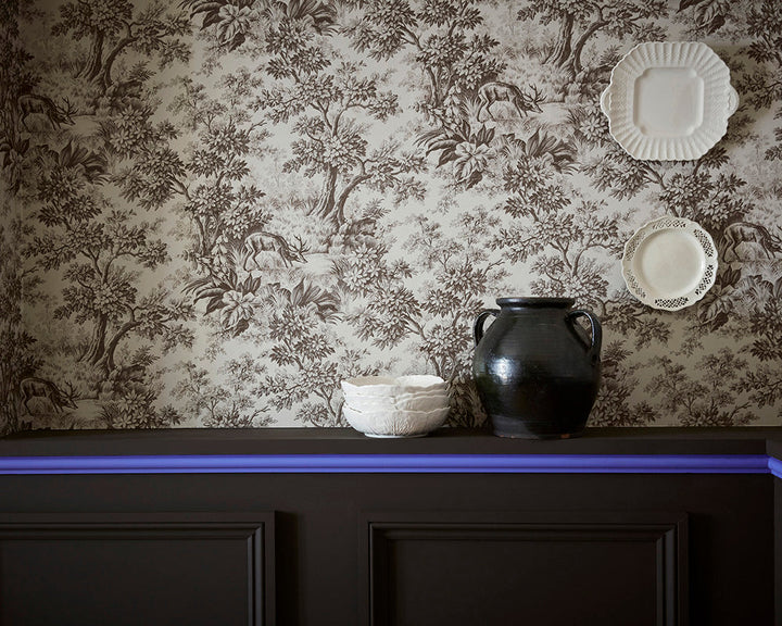 Little Greene Chocolate Colour 124 Paint on panelled walls