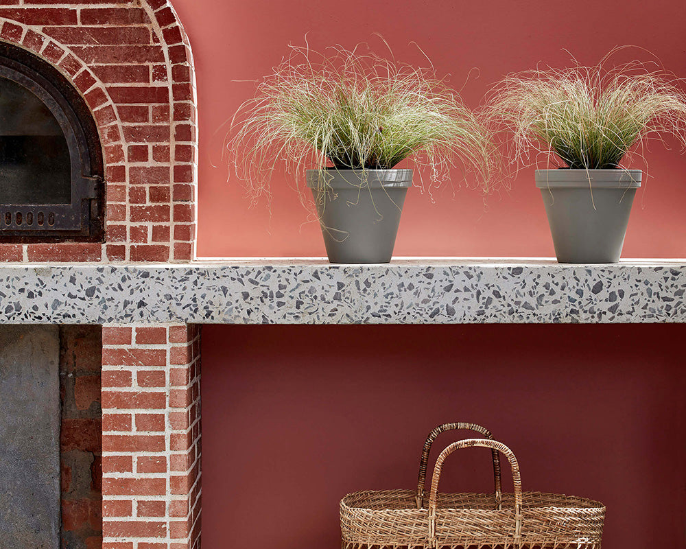 Little Greene Tuscan Red 140 Paint on an exterior wall