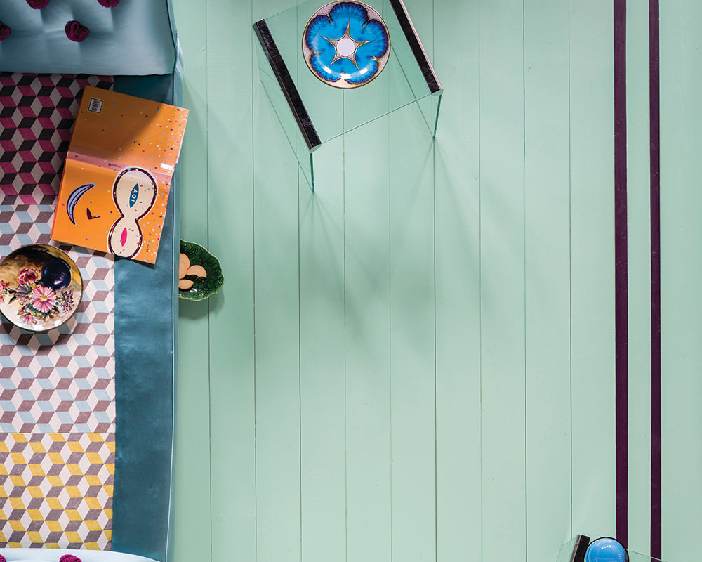 Arsenic 214 paint by Farrow & Ball used on a wooden floor