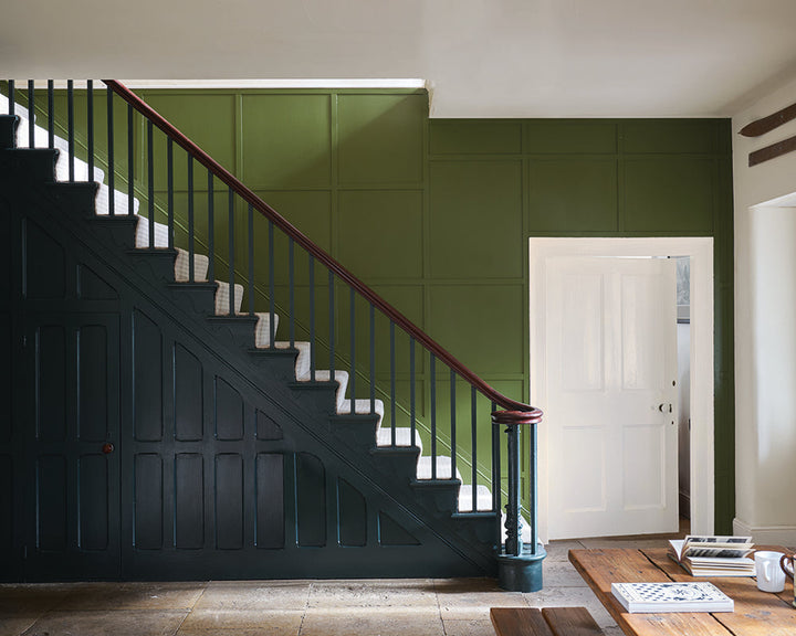 Bancha 298 paint by Farrow & Ball on the walls of a hallway