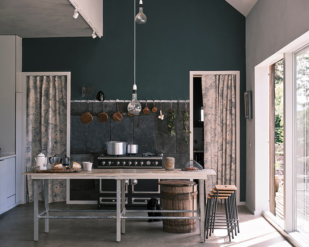 Farrow & Ball Chine Green 35 Paint used on a kitchen walls