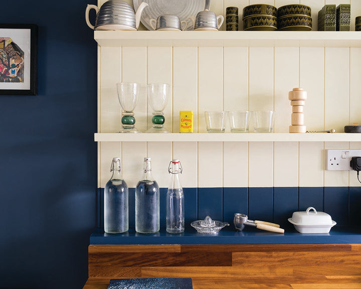Farrow & Ball Drawing Room Blue 253 Paint used on a kitchen walls