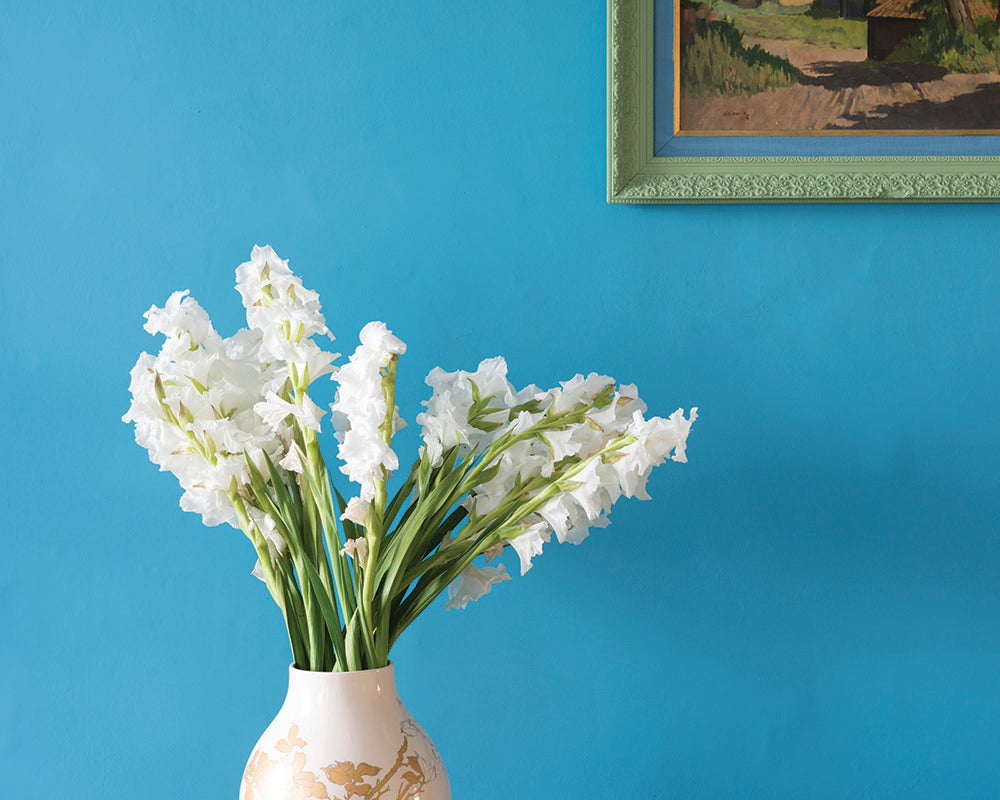 Farrow & Ball St Giles Blue 280 Paint in a bedroom