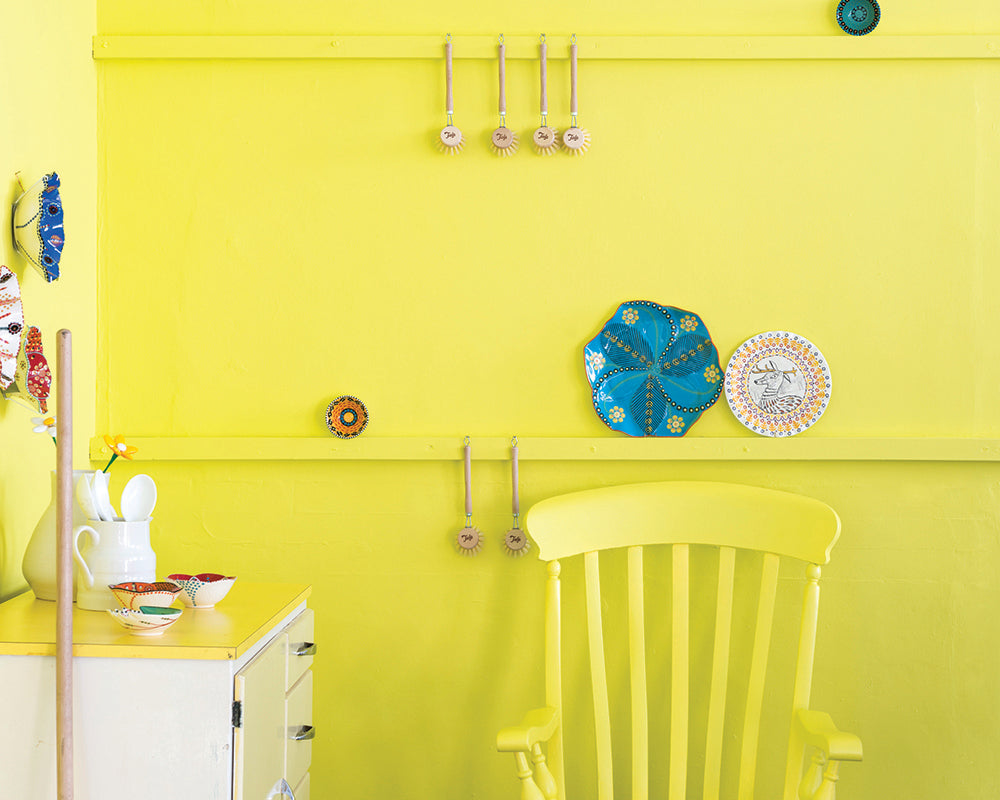 Yellowcake 279 paint by Farrow & Ball used in a living room