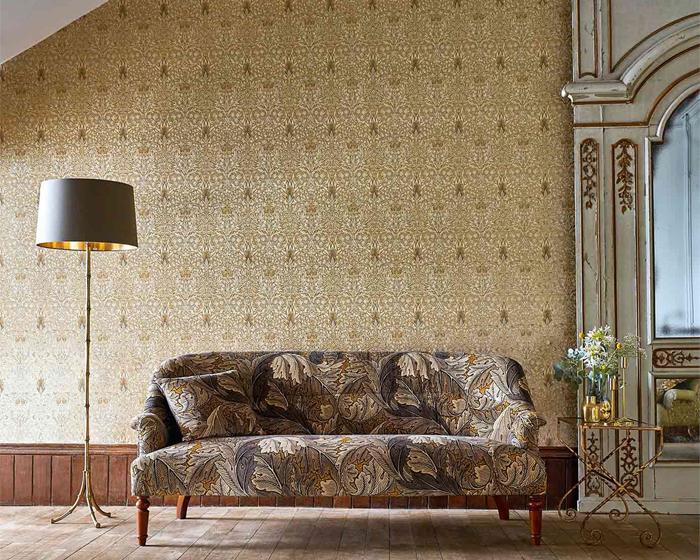 Morris & Co Snakeshead Gold/Linen 216429 Wallpaper