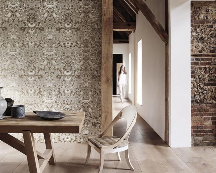 Morris & Co Lodden Taupe/Gold 216028 Wallpaper