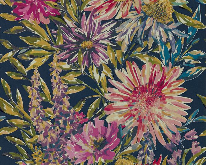 Harlequin Floreale Heather/Navy 111498 Wallpaper