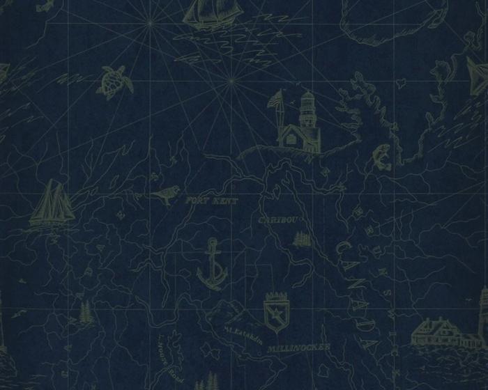 Ralph Lauren Searsport Map Royal PRL5027/04 Wallpaper