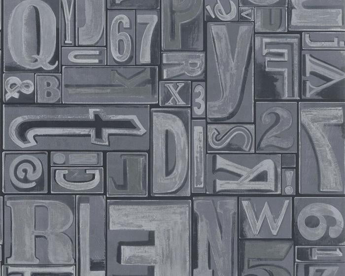Ralph Lauren Copeley Letterpress Zinc PRL5007/04 Wallpaper
