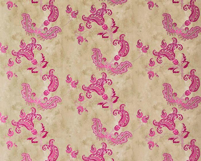 Barneby Gates Paisley in Hot Pink On Tea Stain Wallpaper BG0700201
