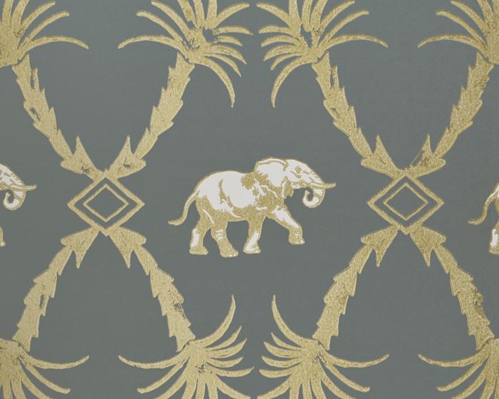 Barneby Gates Elephant Palm in Gunmetal/Gold Wallpaper BG2100201