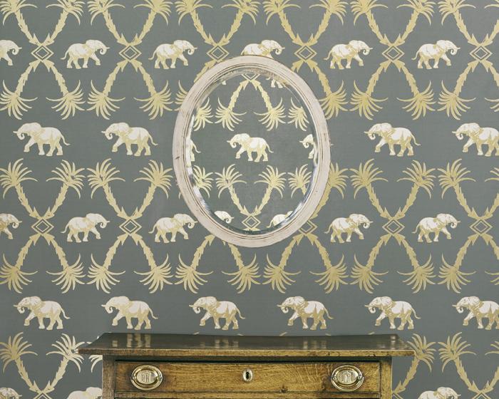 Barneby Gates Elephant Palm in Gunmetal/Gold Wallpaper BG2100201