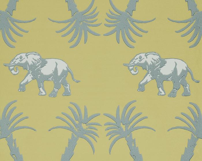 Barneby Gates Elephant Palm in Ochre/Blue Wallpaper BG2100202