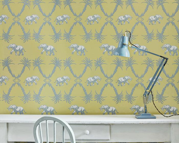 Barneby Gates Elephant Palm in Ochre/Blue Wallpaper BG2100201