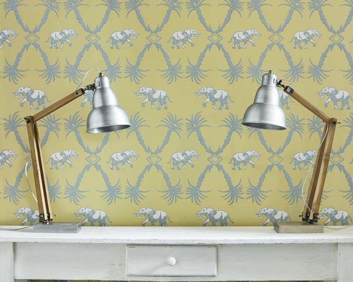 Barneby Gates Elephant Palm in Ochre/Blue Wallpaper BG2100201