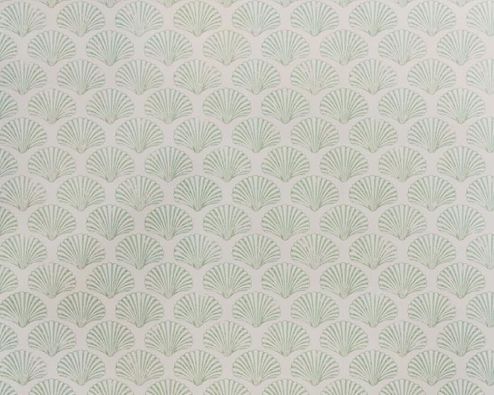 Barneby Gates Scallop Shell in Plaster/Green Wallpaper BG2100102