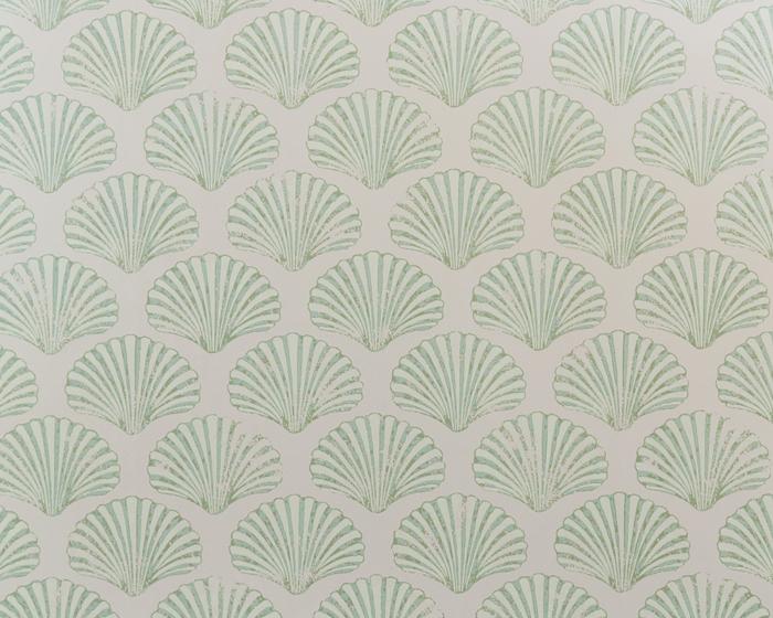 Barneby Gates Scallop Shell in Plaster/Green Wallpaper BG2100102