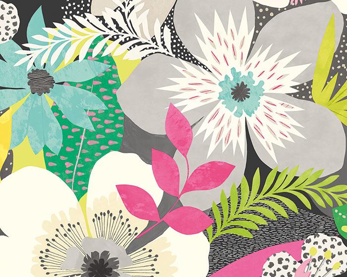 OHPOPSI Floral Riot Chalk & Carbon Wallpaper CEP50101W