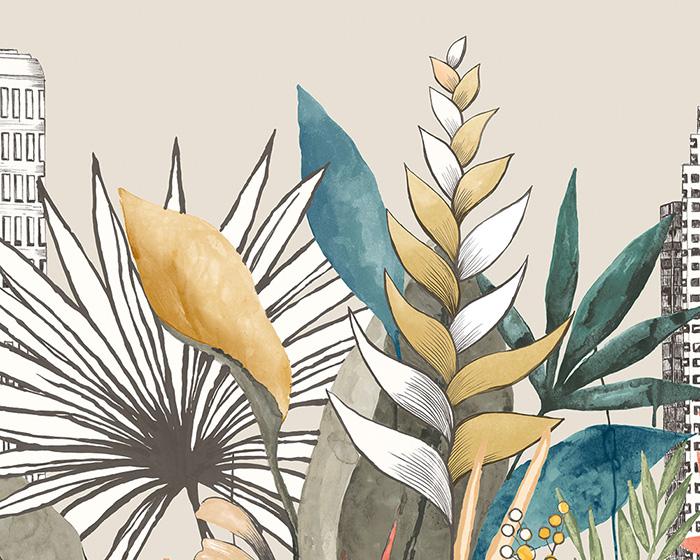 OHPOPSI Urban Tropic Parchment Wallpaper CEP50109W