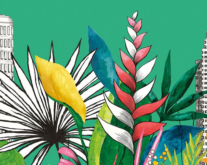 OHPOPSI Urban Tropic Emerald Wallpaper cep50111w