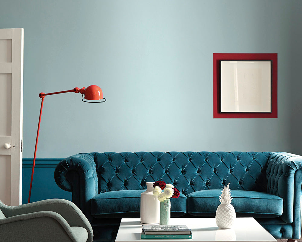 Little Greene Marine Blue 95 Paint on living room walls