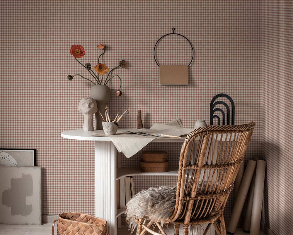 Sandberg Ruta Wallpaper behind a desk