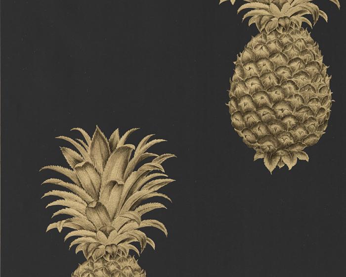 Sanderson Pineapple Royale Graphite/Gold 216326 Wallpaper