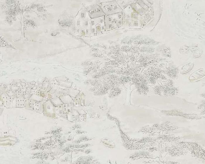 Sanderson Sea Houses Chalk/Silver 216491 Wallpaper