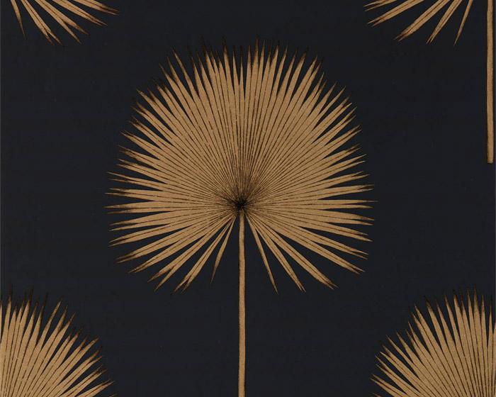 Sanderson Fan Palm Charcoal/Gold 216639 Wallpaper