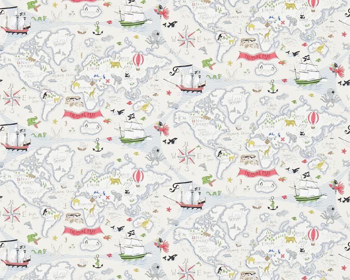 Sanderson Treasure Map Vanilla/Multi 214040 Wallpaper
