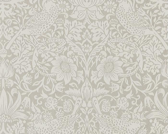 Morris & Co Strawberry Thief Silver/Stone 216017 Wallpaper
