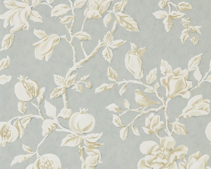 Sanderson Magnolia & Pomegranate Grey Blue/Parchment 215724 Wallpaper