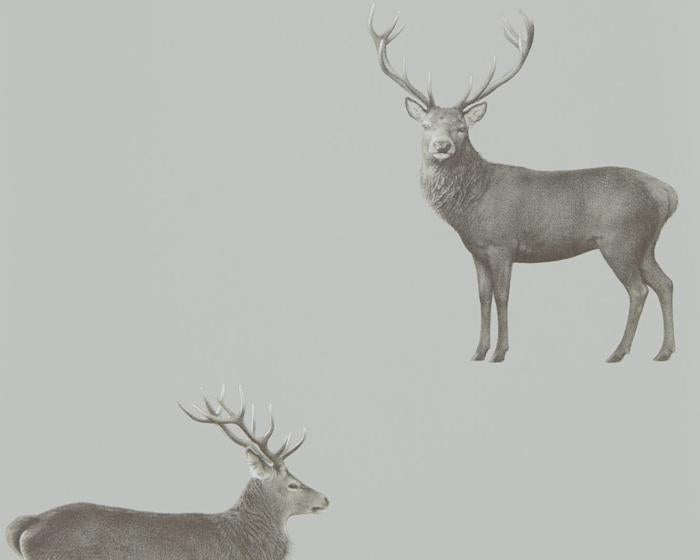 Sanderson Wallpapers Evesham Deer Silver Grey 216619 Wallpaper