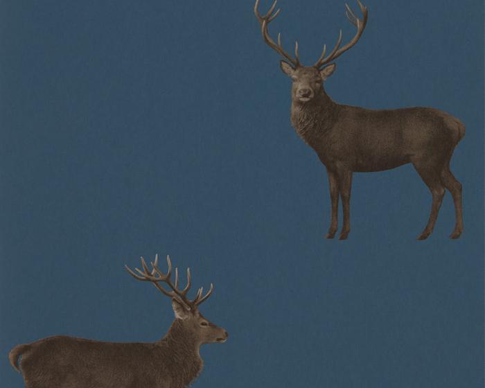 Sanderson Wallpapers Evesham Deer Indigo 216620 Wallpaper