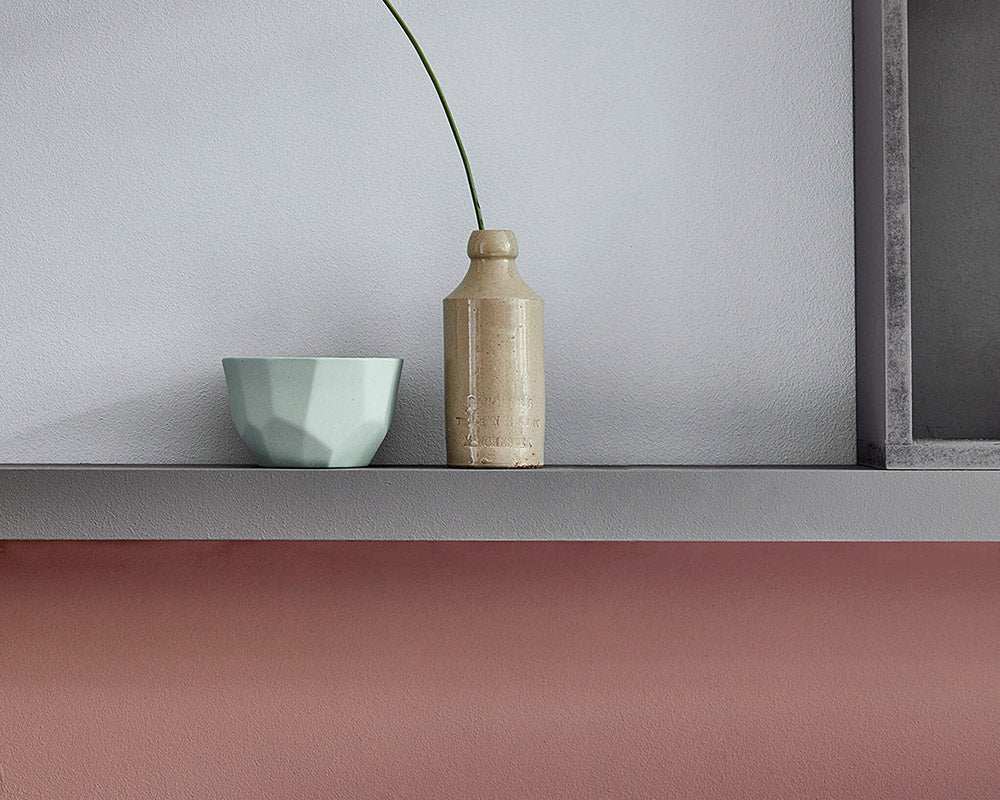Little Greene Blush 267 Paint on a wall behind a bath