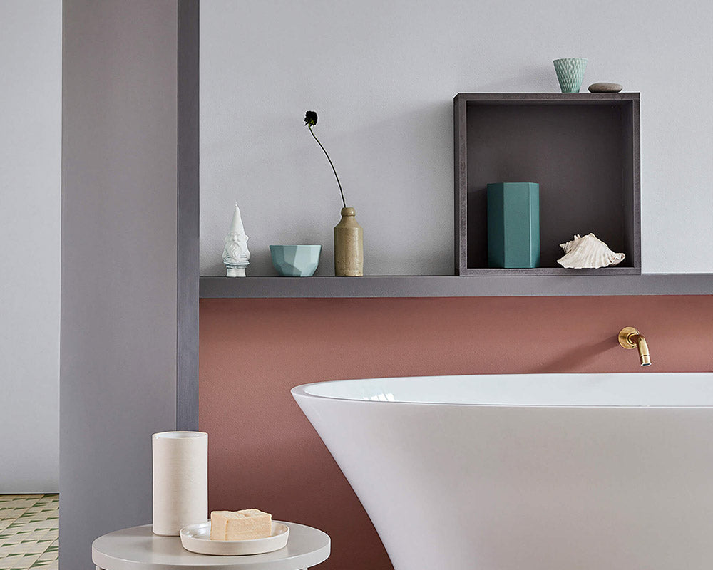 Little Greene Blush 267 Paint on a bathroom wall