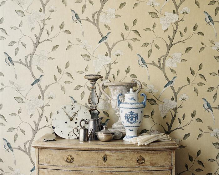 Zoffany Eleonora Stone/Prussian ZGUV08004 Wallpaper