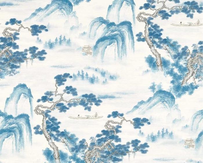 Zoffany Floating Mountains Wallpaper Indigo 312984