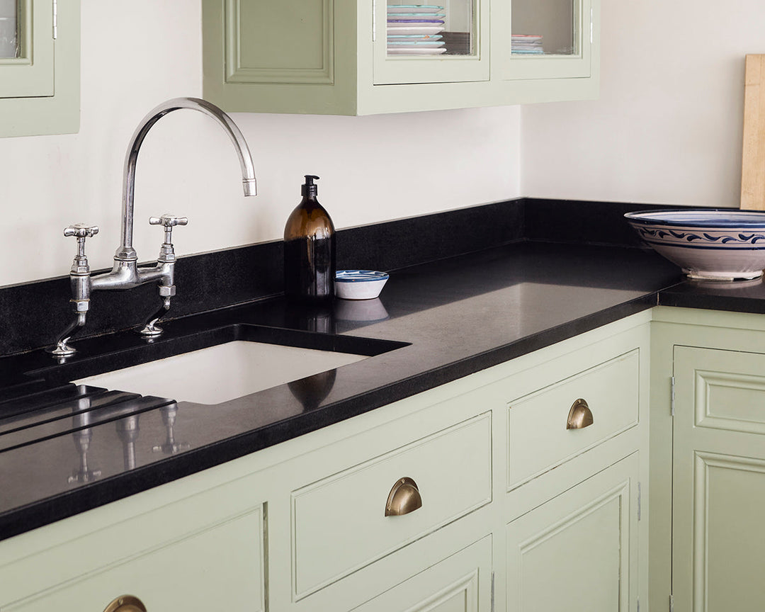 Mylands Greenstone 190 Paint on cabinets