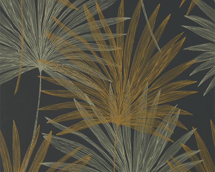 Harlequin Mitende Jet/Gold 112227 Wallpaper