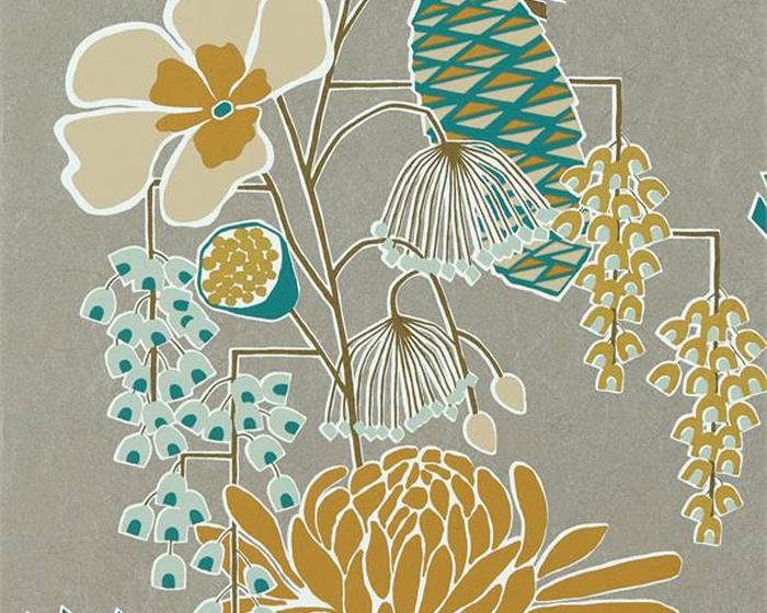 Harlequin Salon Platinum/Peacock/Seafoam 112151 Wallpaper
