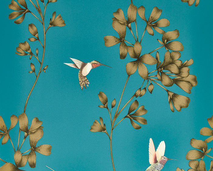 Harlequin Amazilia Teal/Gold Wallpaper