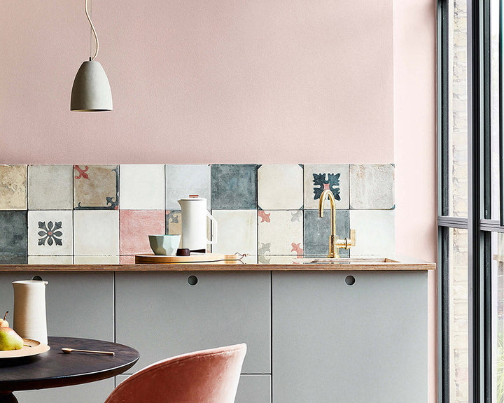 Little Greene Light Peachblossom 3 Paint on kitchen walls