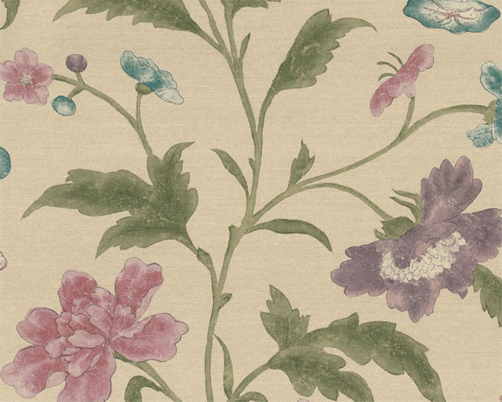 Little Greene China Rose Wallpaper in Sage