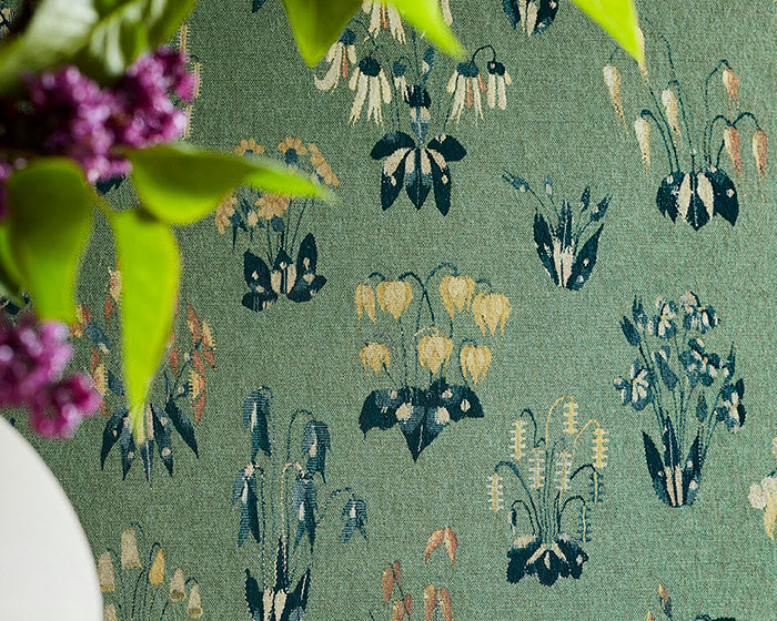 Little Greene Millefleur Wallpaper on a wall